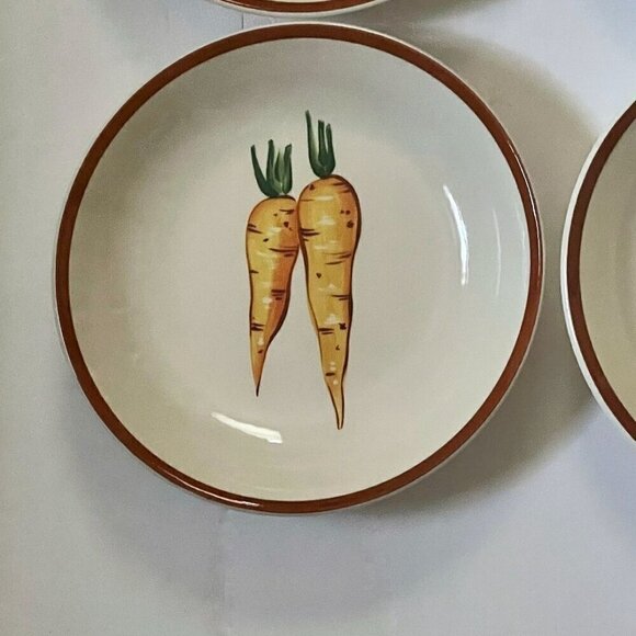 Vintage Set of Four Italian Illustrated Vegetable Side Bowls CBM Ironstone 9.5" - Picture 4 of 8